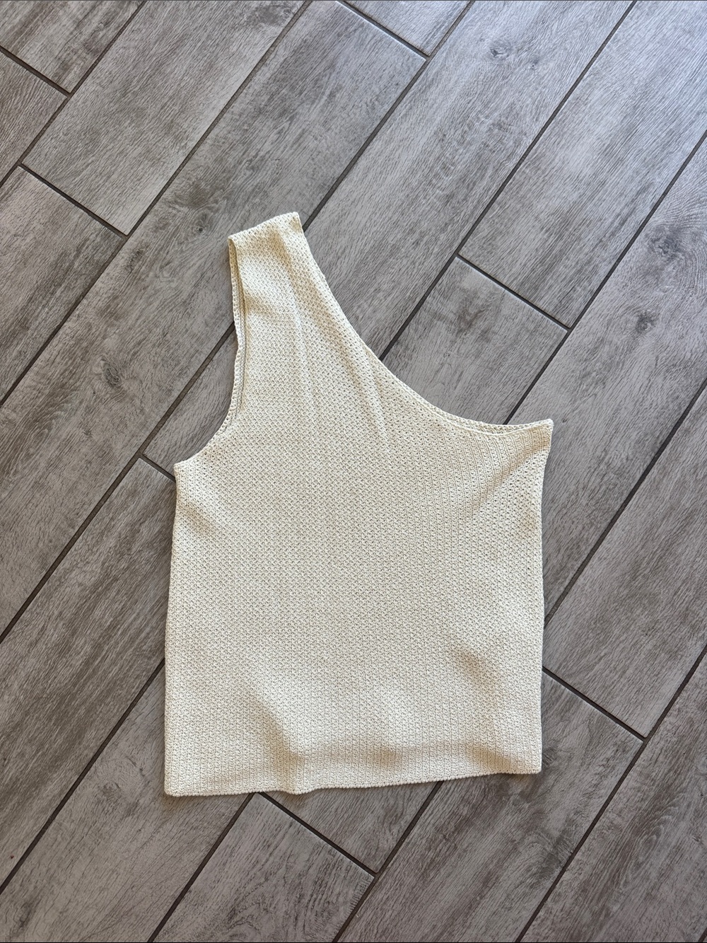 free people beach One-Shoulder Cream Knit Tank Top